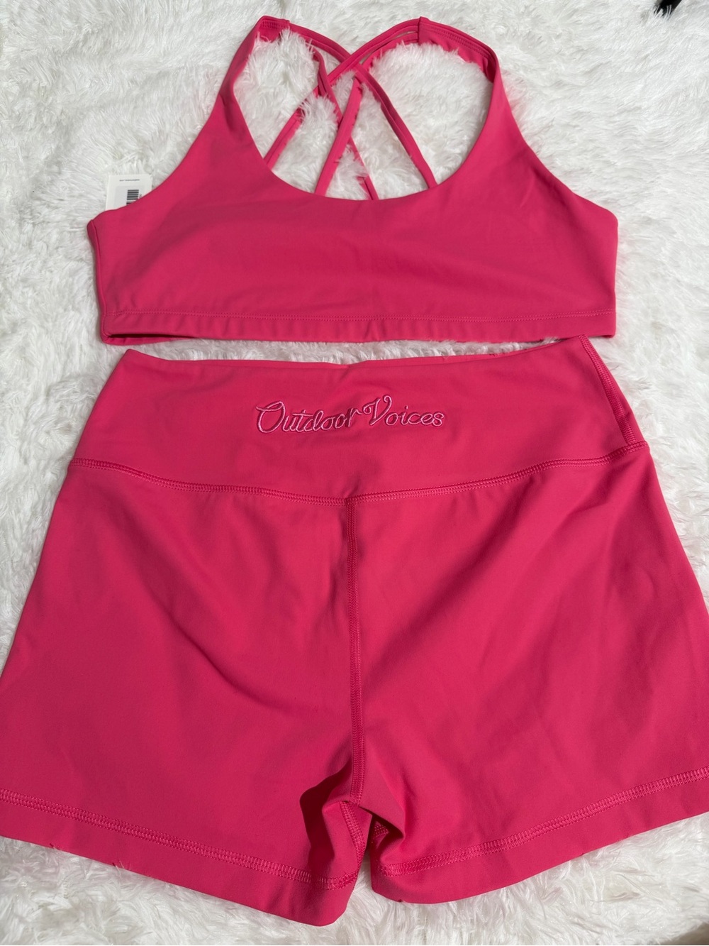 NWT Outdoor Voices XL Matching Workout Set Women's Hot Pink Performance Shorts